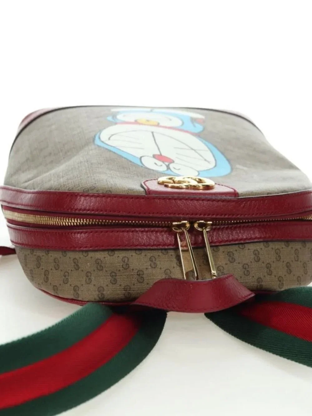 GUCCI Micro GG Supreme Doraemon Backpack PVC Beige Gold 647816 Auth YKZ1360M
